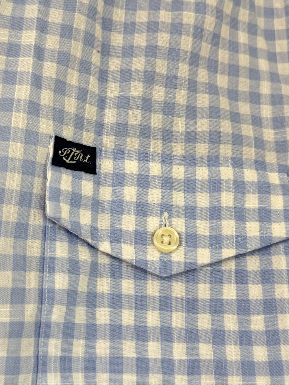 Ralph Lauren Classic Fit Blue Gingham Short Sleeve Button-Up Shirt Men’s Medium - Picture 5 of 6